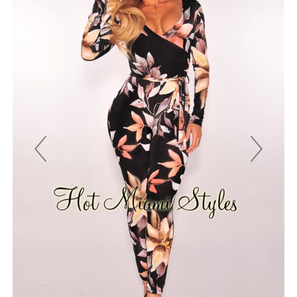 Hot Miami Styles Floral Jumpsuit